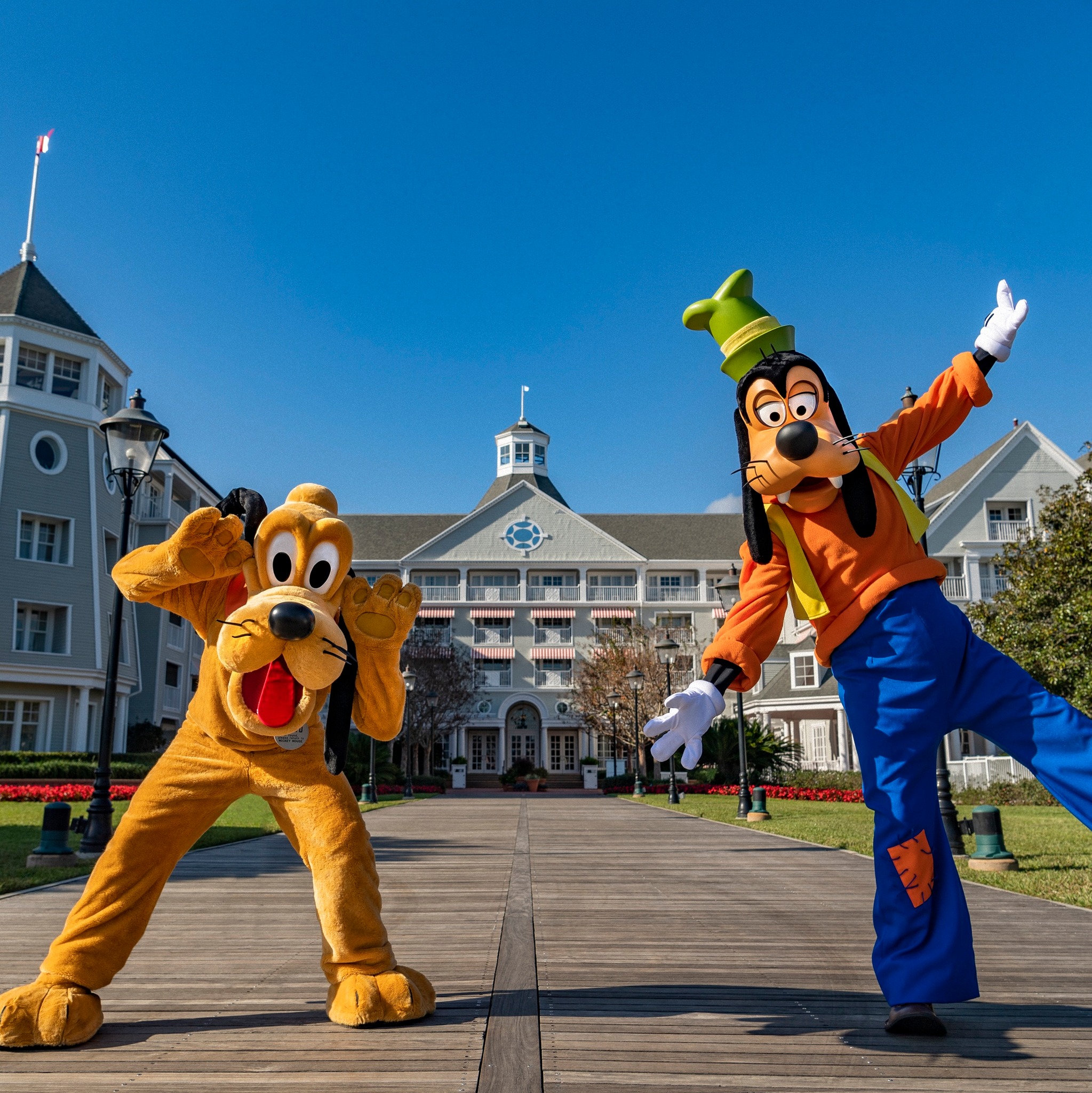 Pluto and Goofy at the Yacht Club