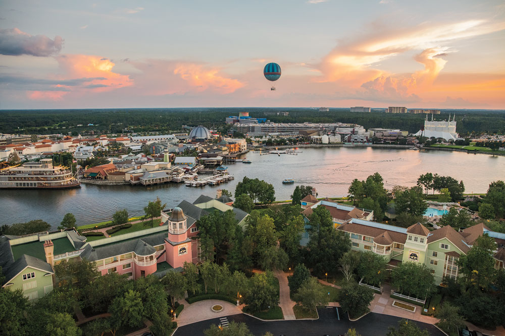Aerial overview of Disney Springs