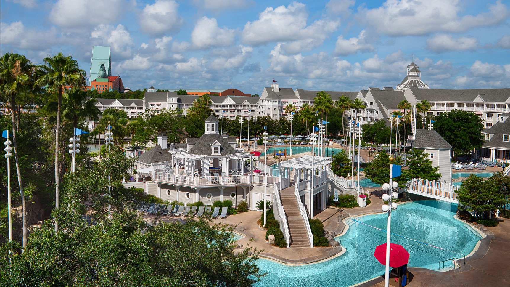 Disney Yacht club with pools and rooms during the day