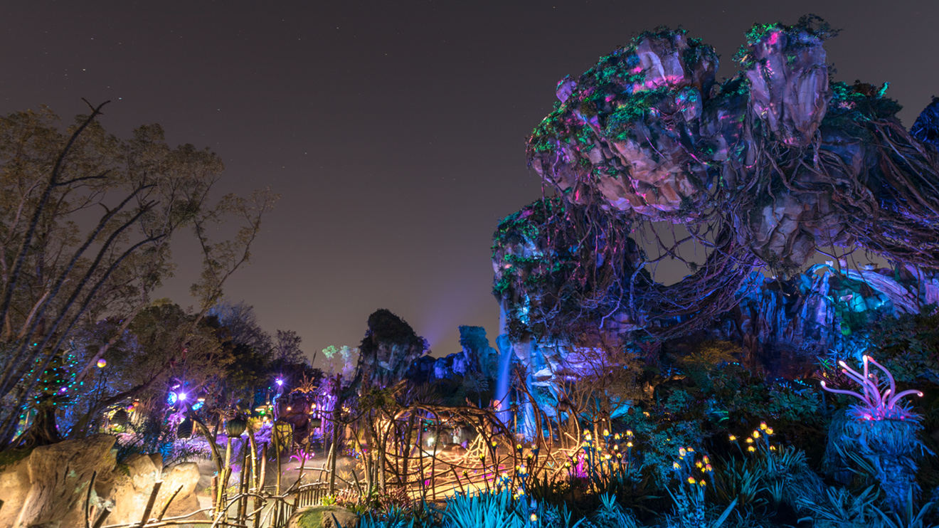 Pandora lit up with blue and purple lights