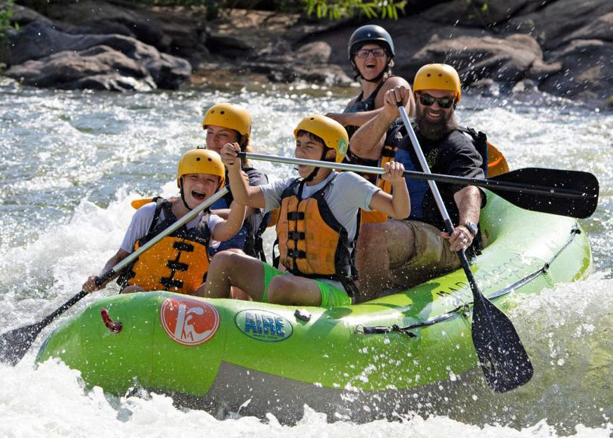 Group rafting on the rapids in the James River