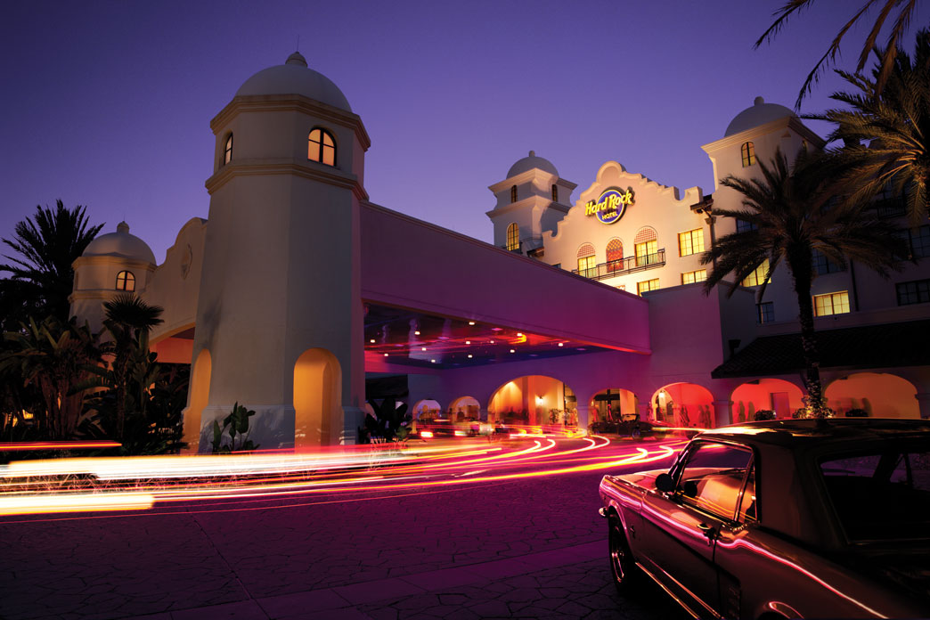 Hard Rock Hotel Entrance at Night