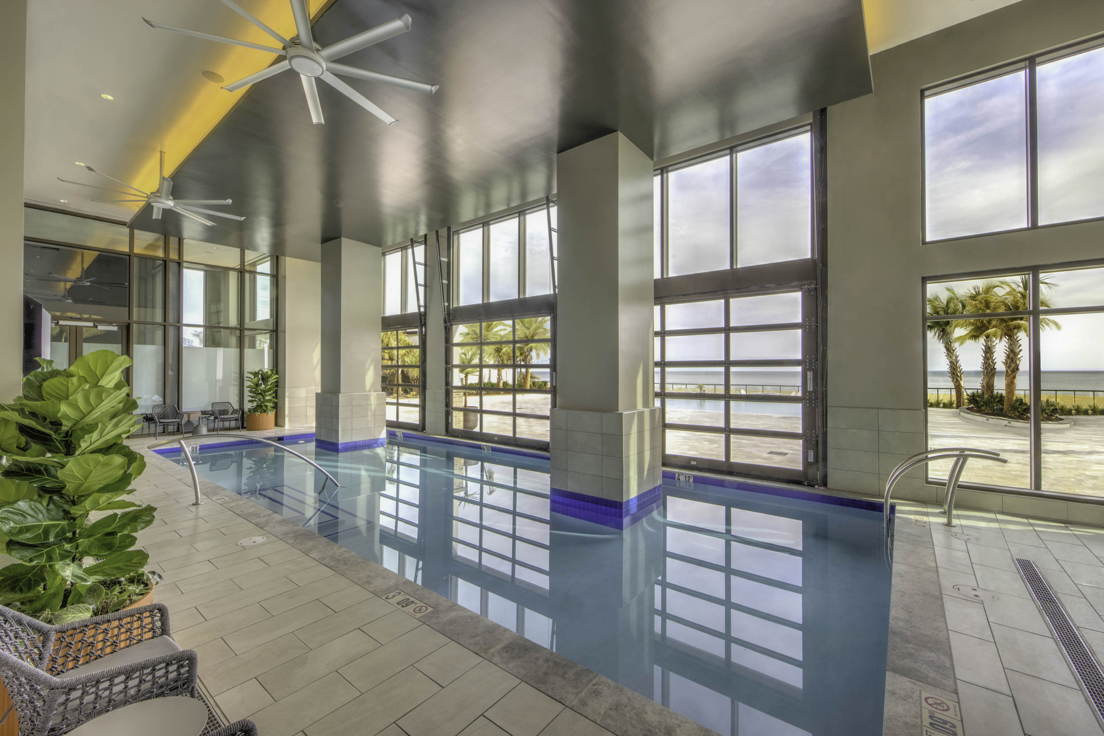 Indoor pool with doors closed